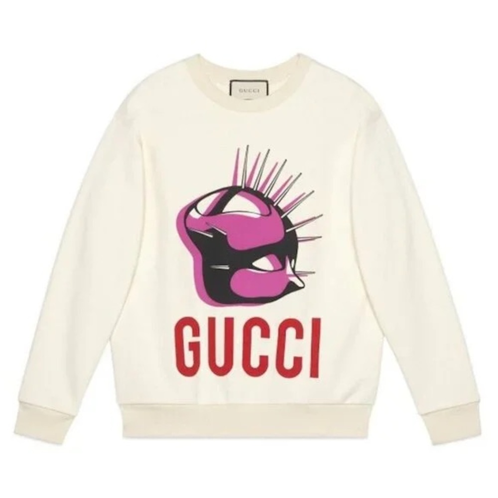 Gucci White Sweatshirt with Pink Graphic